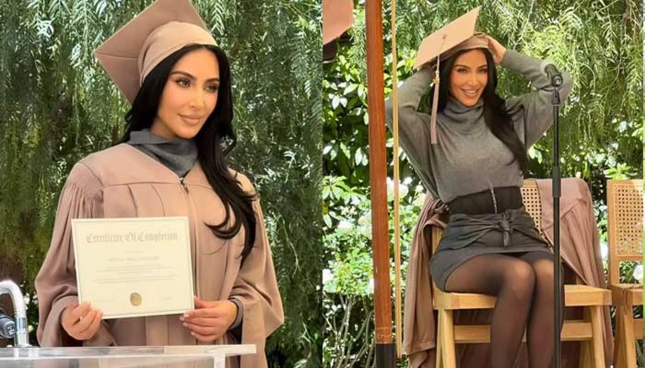 Kim Kardasian law school in graduate vehjje 