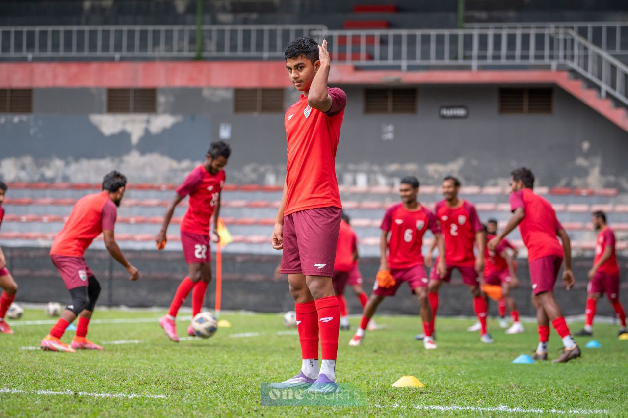 ވަން ފޮޓޯ: ކޮލިފިކޭޝަން މެޗުގެ ކުރިން ރާއްޖެއިން ކުރި އެންމެފަހު ޕްރެކްޓިސް