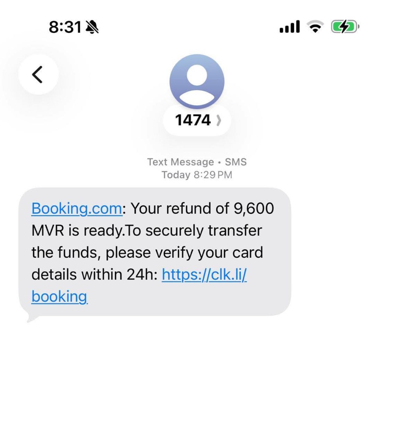 Refund dhey kamah bunei Booking com ge namugai scam message thakei