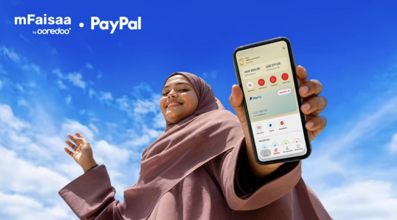 M-Faisaa aa gulhaalevifaivaa PayPal 5000 ahvvure gina customees beynun kurey: Ooredoo 