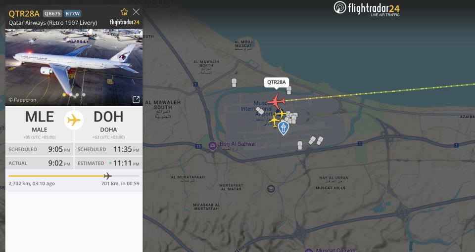 Male in Qatar ah dhathurukuramun dhiya flight Oman ah divert kohffi 