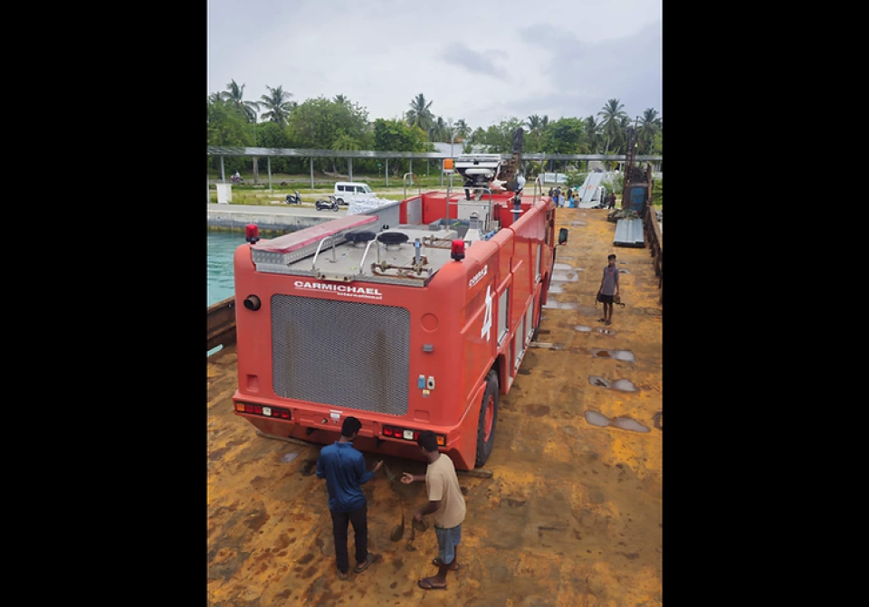 Fire truck libumun Fuvahmulaku airport alun hulhuvaifi