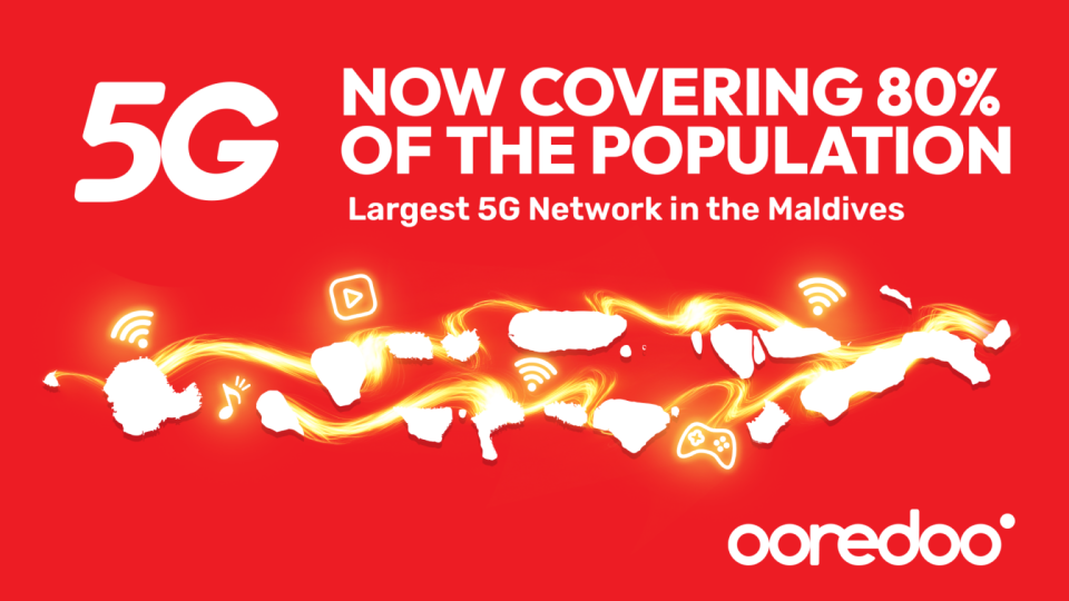 Ooredoo 5G network Raajjeyge 80 percent ah fulhaakohfi
