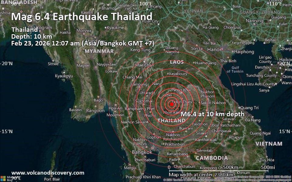 Thailand ah 6.4 magnitude ge baarugadha binhelumeh 