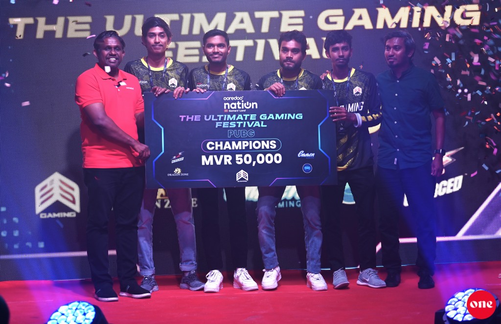 Ooredoo in beyvi Nation Gaming Festival ninmaalaifi, PUBG mubaaraathuge champion team ah 50,000 rufiyaa