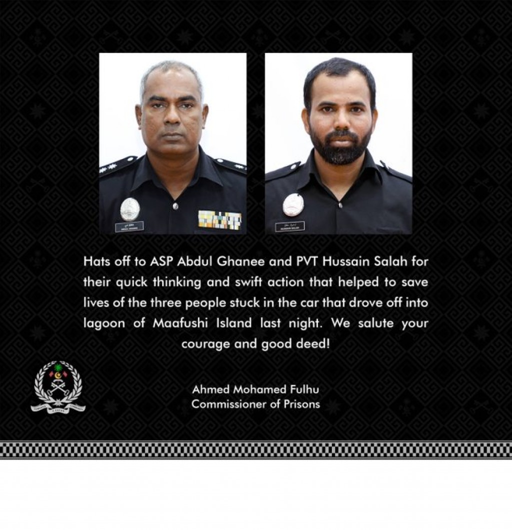 Mooodhah vehtunu car gai thibi meehun salaamaiykohdhin jalu officerunnah commissioner ge shukuru
