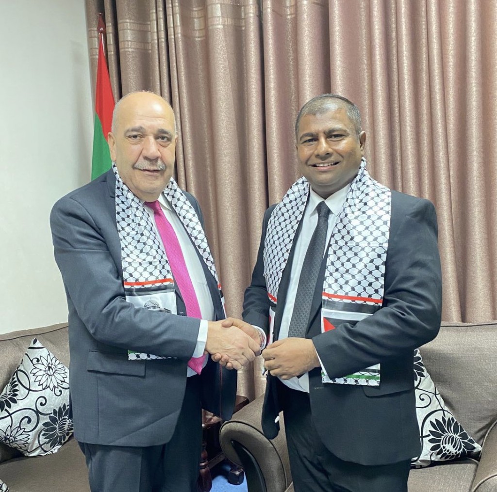 Minister Adam Naseer, Palestine ge safeer aa bahdhalukuravvai Gaza ge haalathaa gulheymashvaraa kuravvaifi