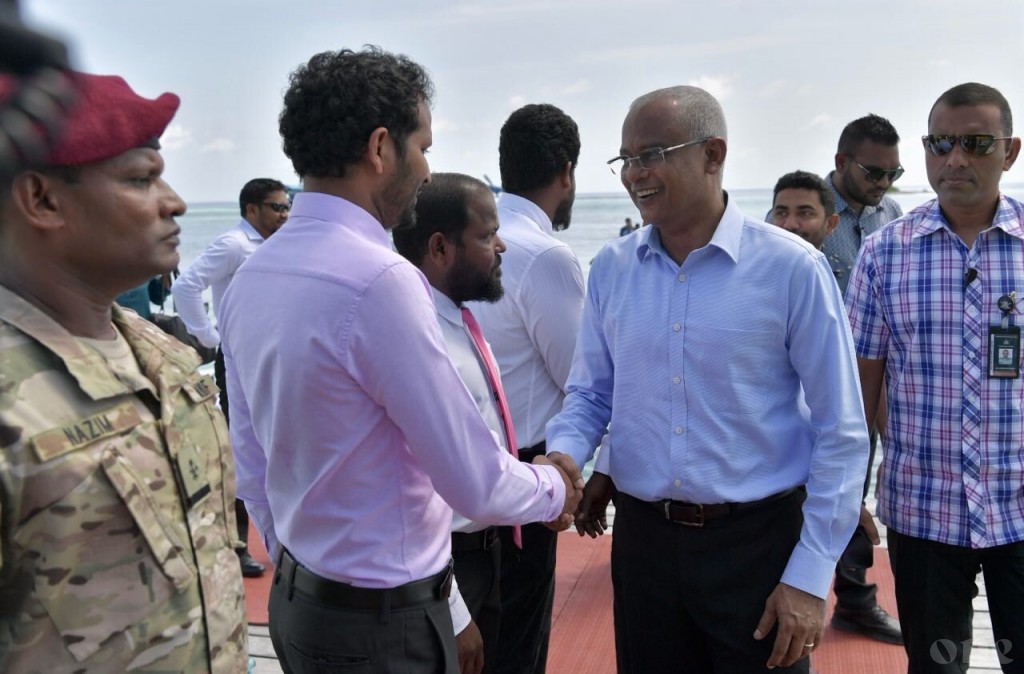 President Solih arrives in Fehendhoo