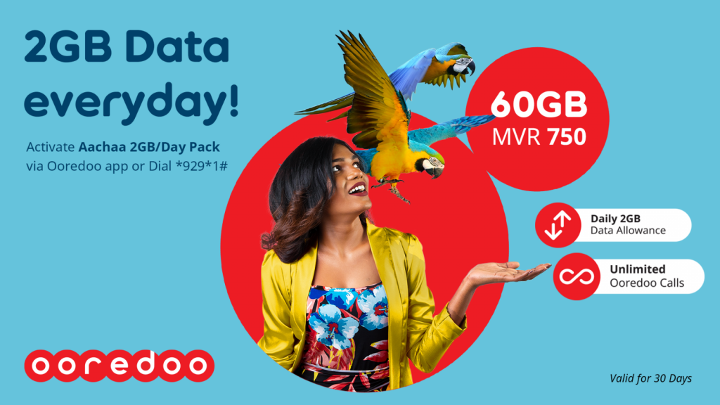 Konme dhuvahaku 2GB libey package eh Ooredoo in thaaarafu kohfi
