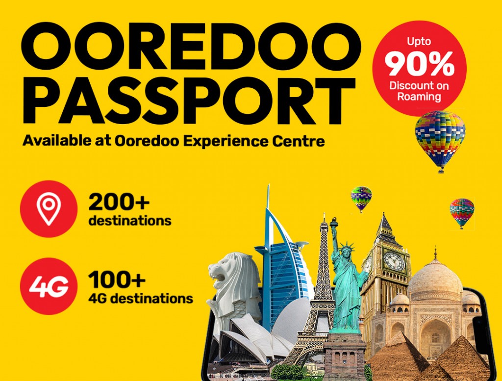 Ooredoo passport aaeku 200 ahvure gina gaumugai 90 percent aa hamayah roaming discount!