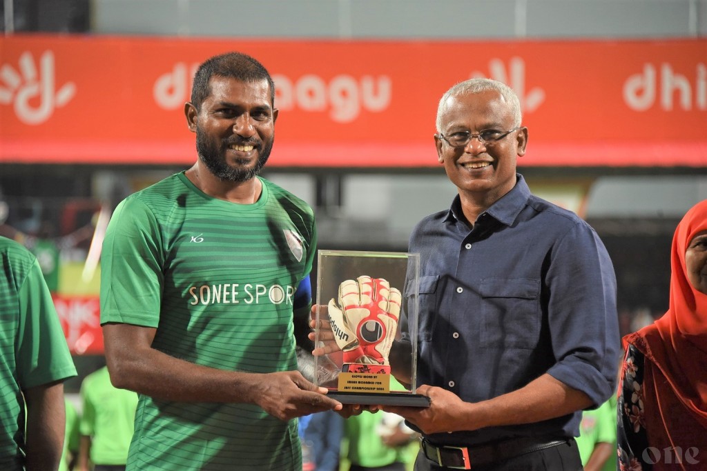 Goalkeeper Imran scores a goal for his team, winning in retirement match.
