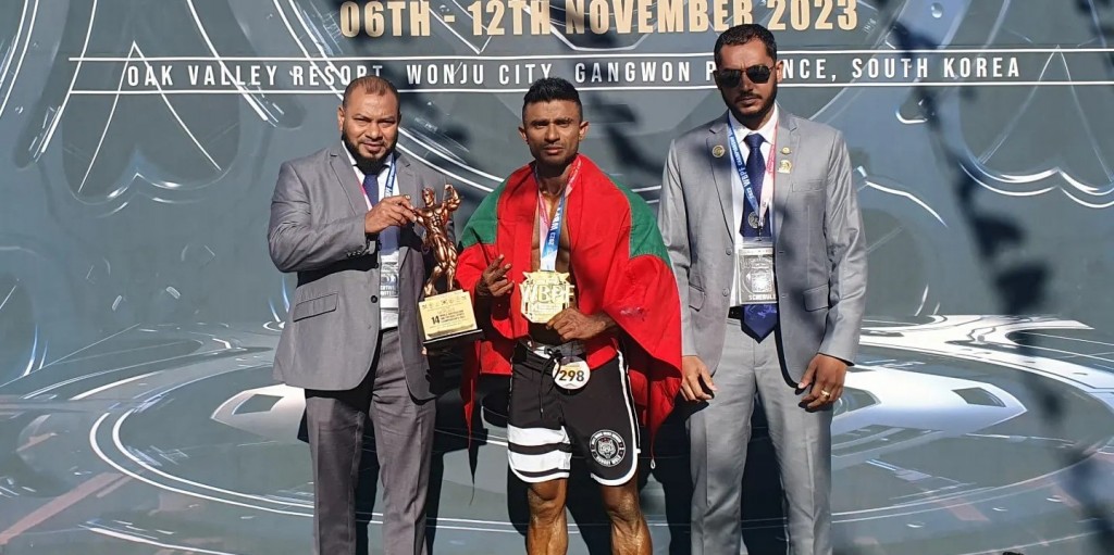 Bodybuilding dhuniyeyge mubaaraathun Azneen anekkaaves ran medal hoadhaifi