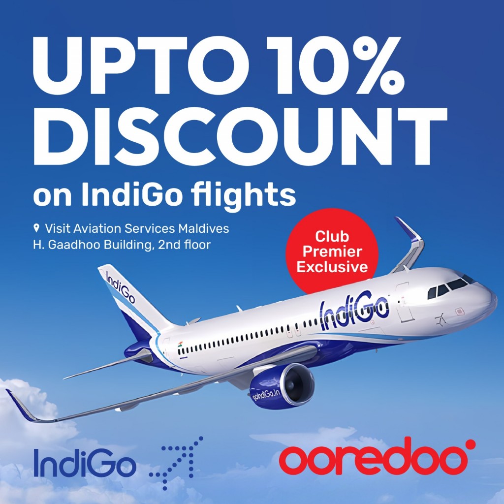 Ooredoo club premier memberunnah Indigo airline ge ticket in 10 percent aa hamayah discount!
