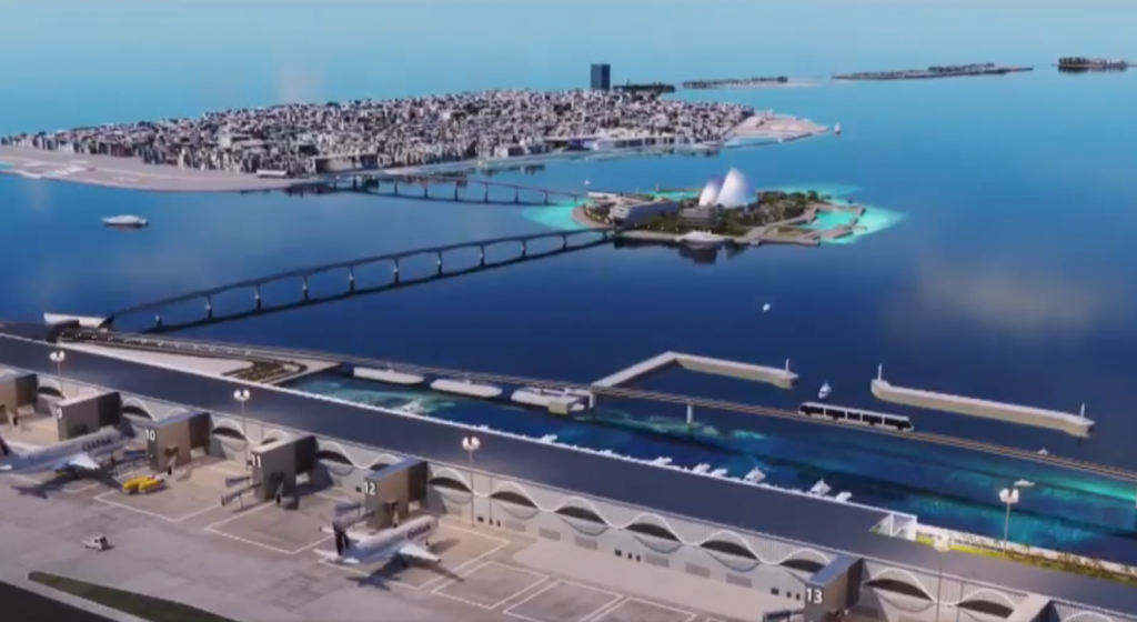 Sea plane terminal ehen rashakah badhlukoh, Male-Funadhoo-Hulhule bridge in gulhaalanee