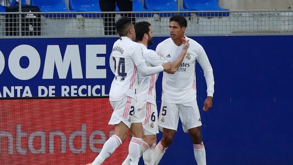 Varane ge 2 goal aaeku Real in fulugai oiyy Huesca balikoffi