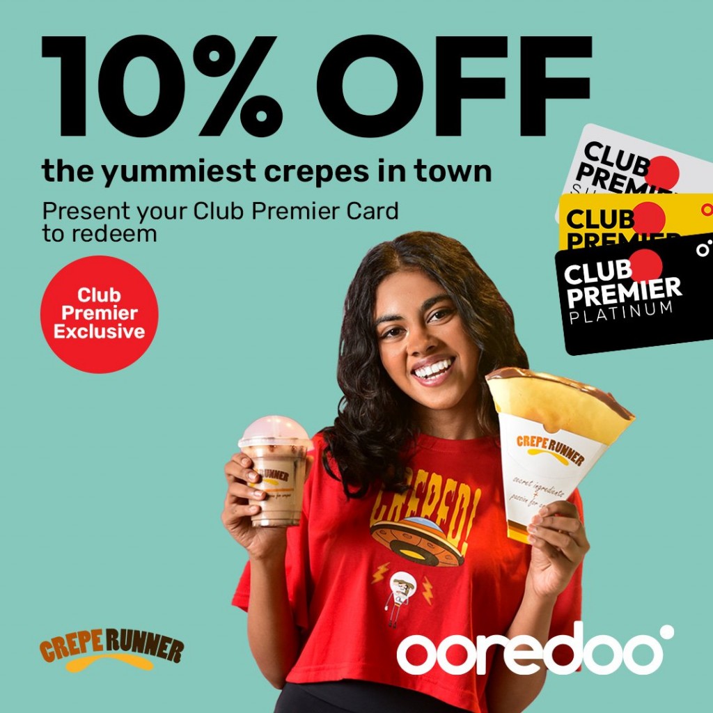 Ooredoo club premier customeruna Crepe Runner Maldives in discount!