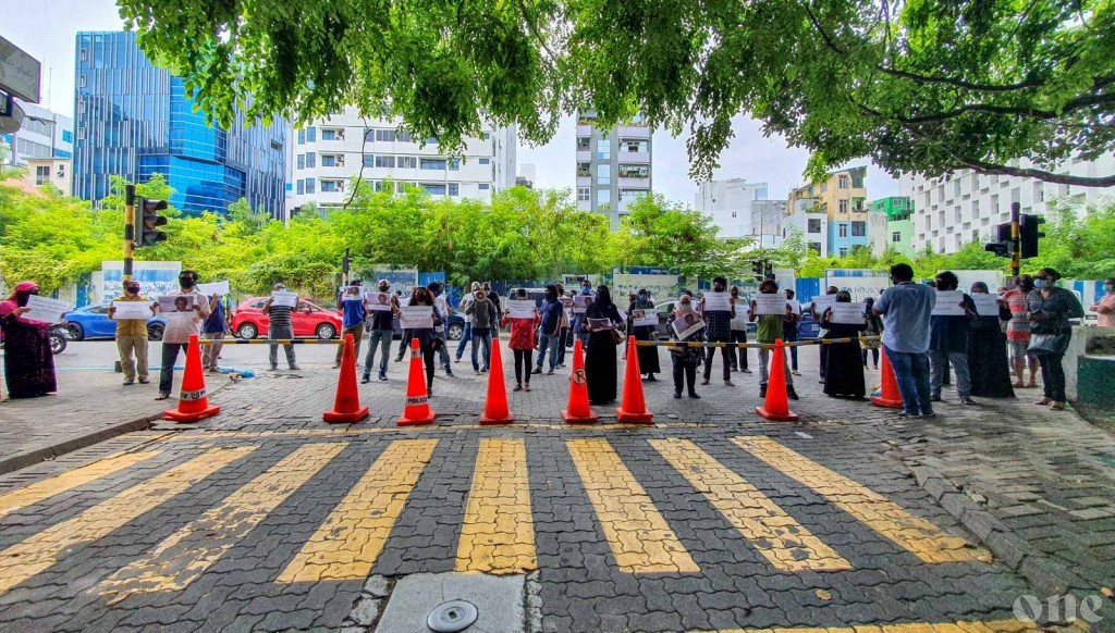 Another protest near the parliament calling for President Solih and Nasheed’s resignation