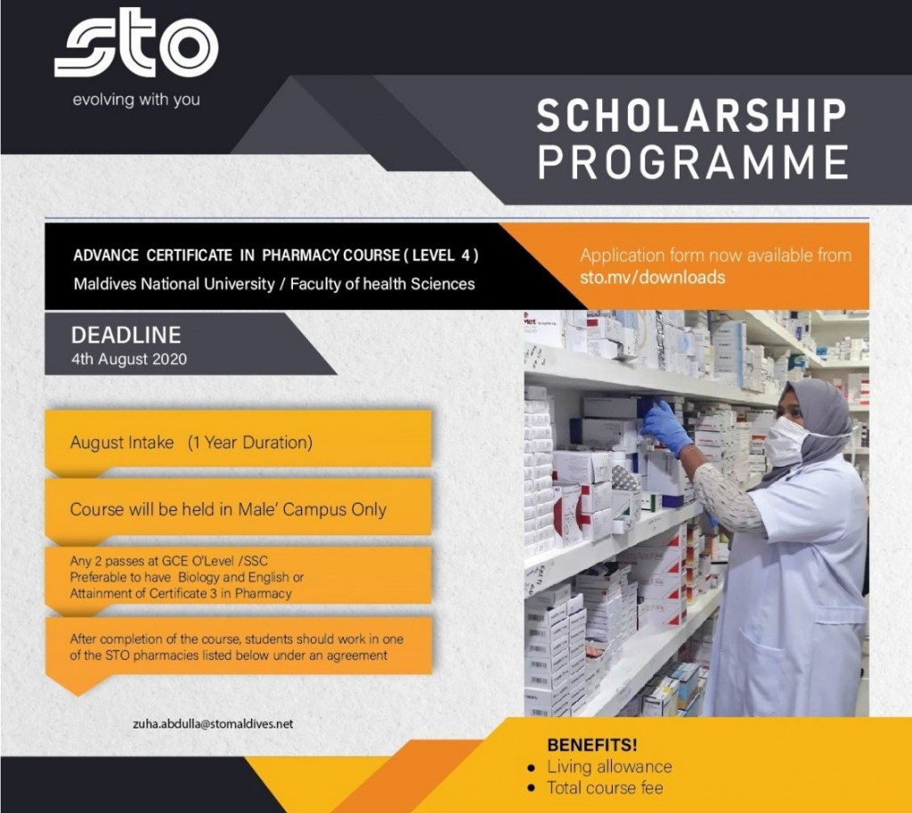 Pharmaceutical dhaairaain kiyevumah STO in dhey scholarship ah kurimathilumuge furusathu hulhuvaalaifi