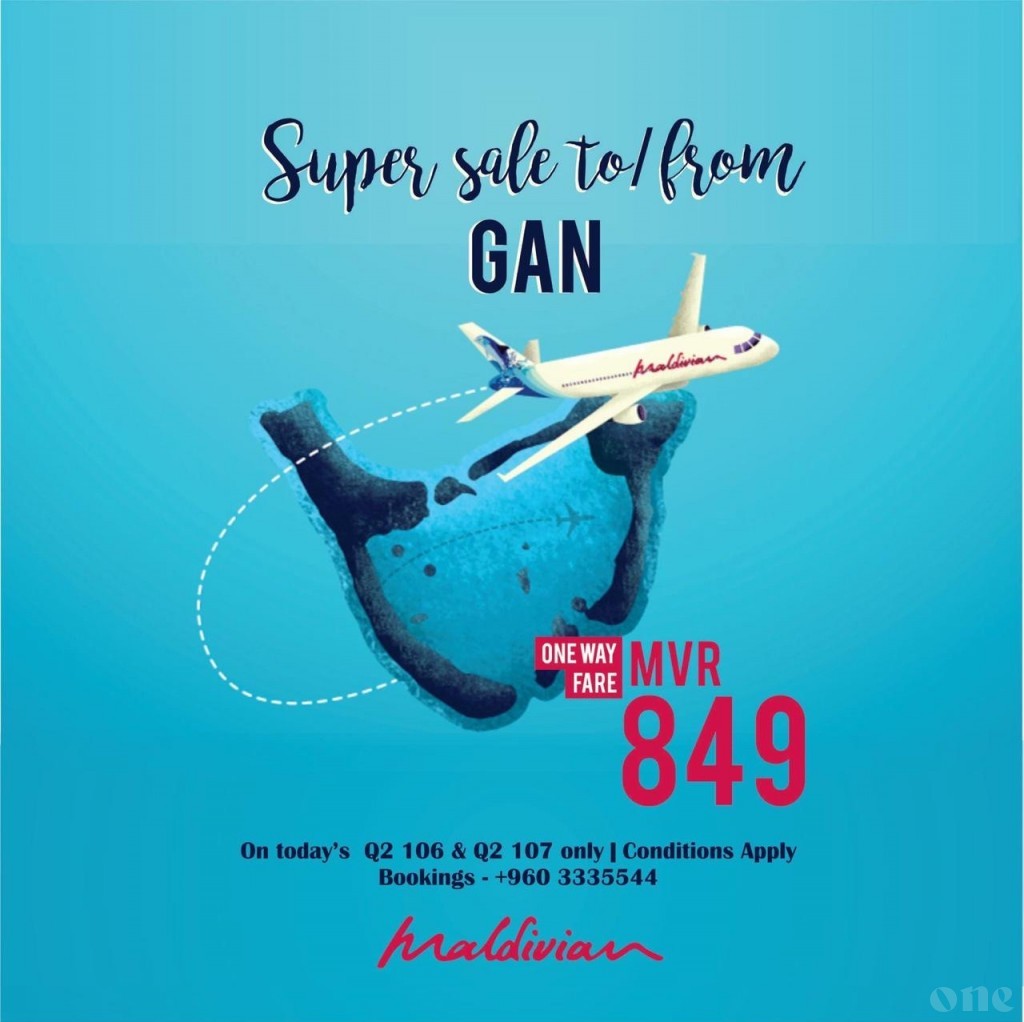 Maldivian Super Sale: Special fare for flights between Addu today