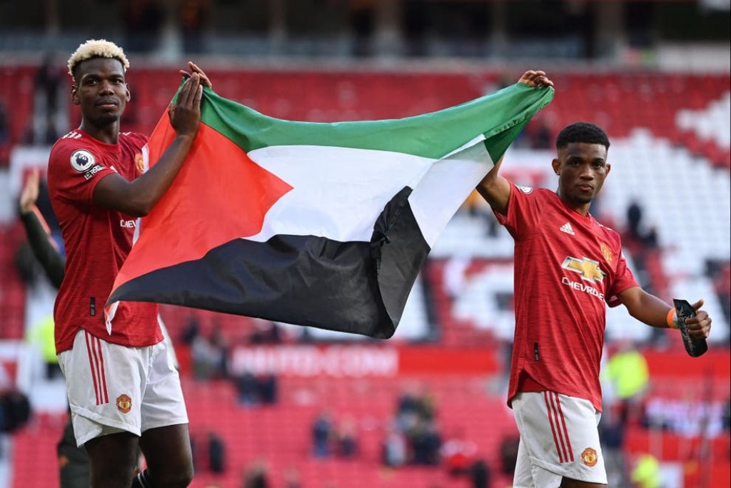 Old Trafford gaives Palestine dhidha vihuruvaalaifi, Pogba aai Diallo ah thaureefu