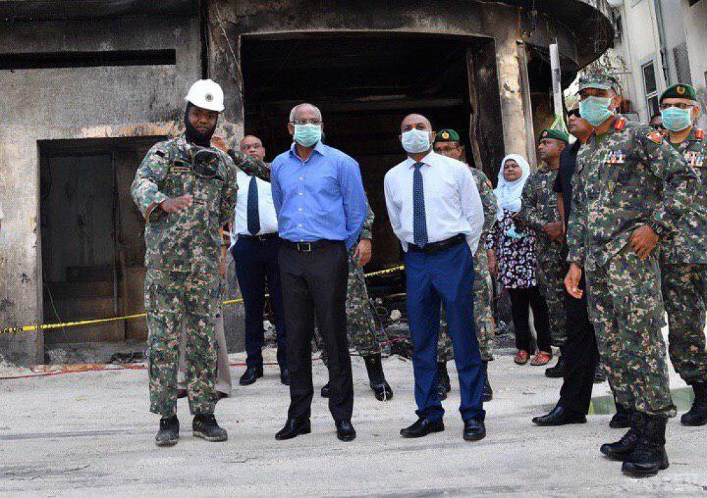President Solih visits scene of September fire
