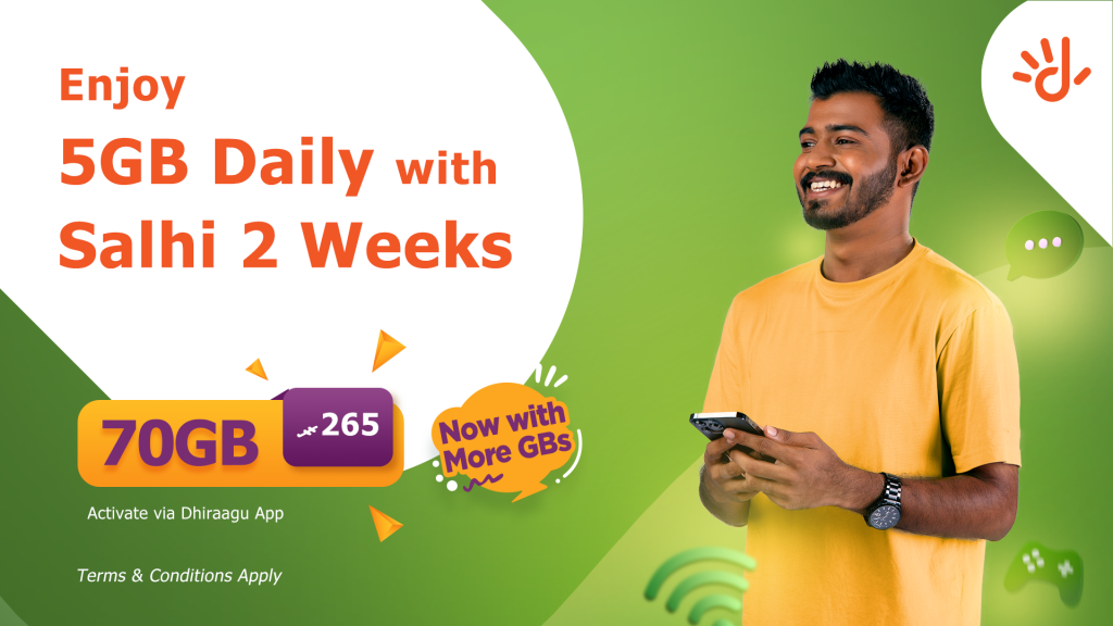 Dhiraagu Salhi prepaid customers ah 265 rufiyaa ah dhuvaalaku 5gb data