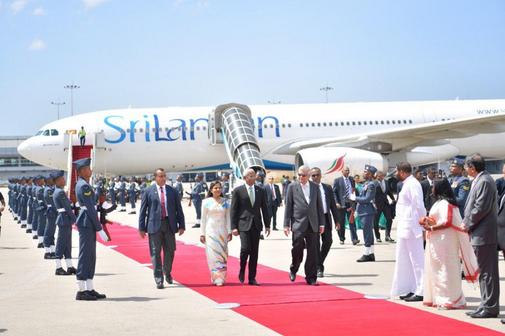 President Solih and First Lady arrive in Sri Lanka