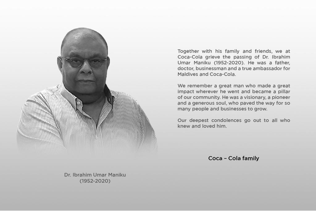 Coca-Cola ge thauziyaa Dr. Ibrahim Umar Manik ge aailaa ah