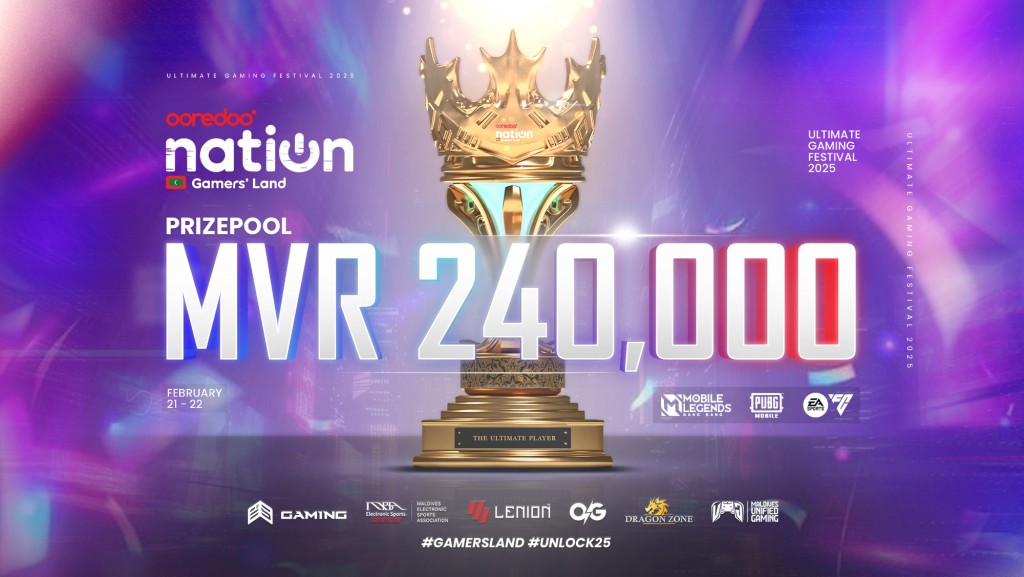 2 lakka ahvure gina rufiyaa ge faisaage inaamaa eku Ooredoo Nation ge ultimate gaming festival bavvanee