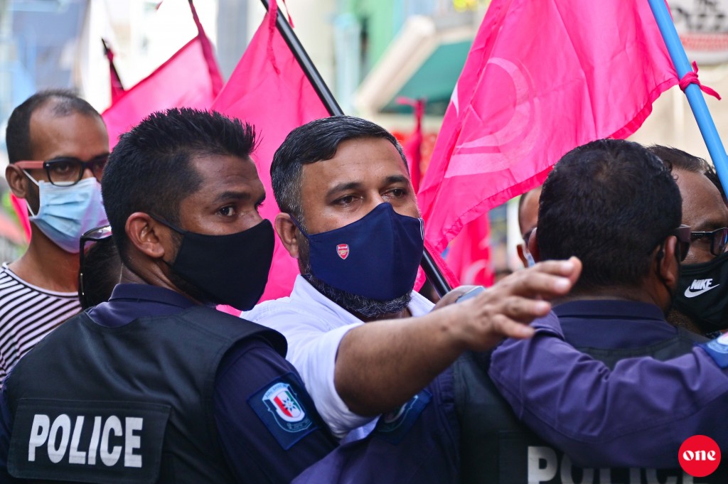 Opposition protests for the release of President Yameen, Naifaru MP Shiyam arrested