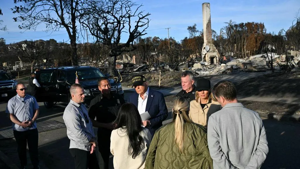 Trump tours LA fire destruction amid worries about disaster aid