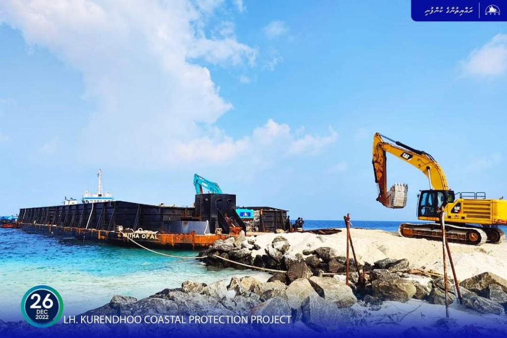 Fourth shipment of rock boulders delivered to Lh. Kurendhoo Shore Protection Project Site: MTCC