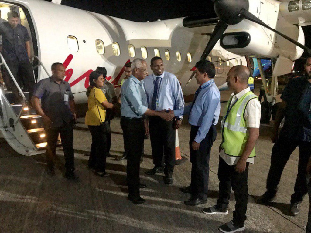 President Solih returns to Male’ after the visit to Laamu Atoll