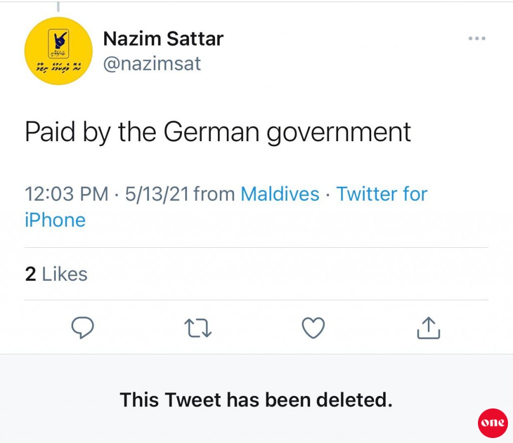 Raees Nasheed Germany ah gendhaa private jet ge haradhu hamajahssanee Germany sarukaarun: Nazim Sattar