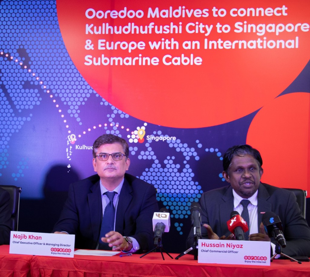 Ooredoo in submarine cable akun Kulhudhufuttaai Singapore adhi Europe gulhailanee
