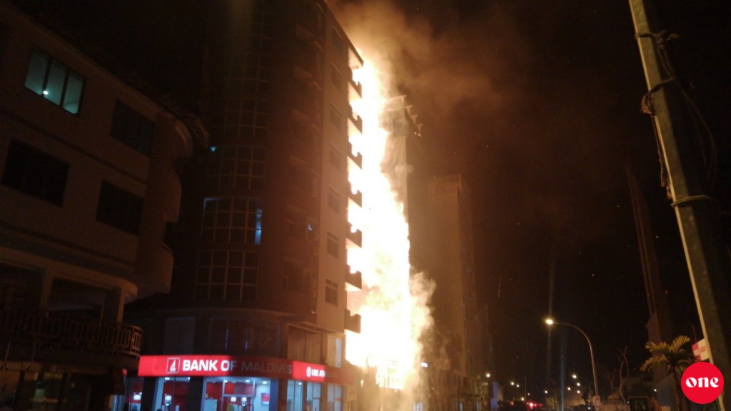 10-storey building in Male' City on fire