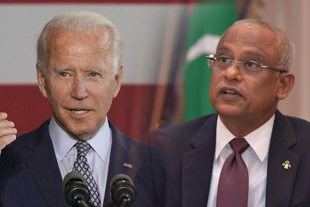 America ge inthihaabee Raees Biden ah Raees Solih maruhabaa dhannavaifi