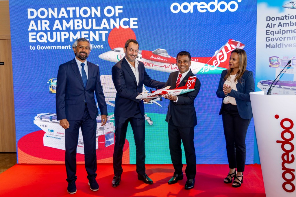 Ooredoo inn Air Ambulance hidhumathah 16 million rufiyaa ge saamaanu hadhiyaa koffi