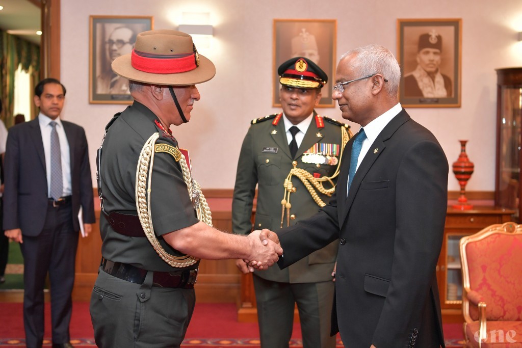 Chief of Army Staff of India pays a courtesy call on President Solih