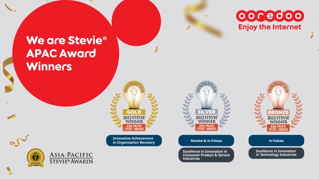 Asia Pacific Stevie awards in faagakohllevey award thakei Ooredoo in haasilu kohffi
