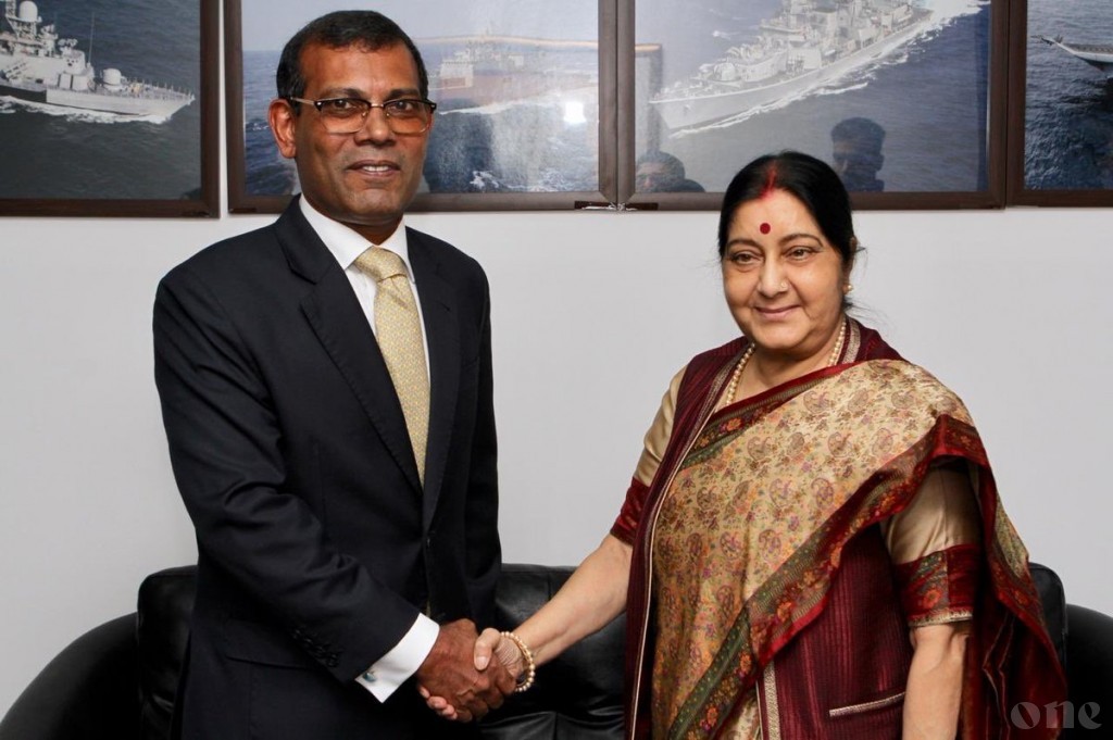 Nasheed discuss Maldivian politics with Indian Minister for External Affairs