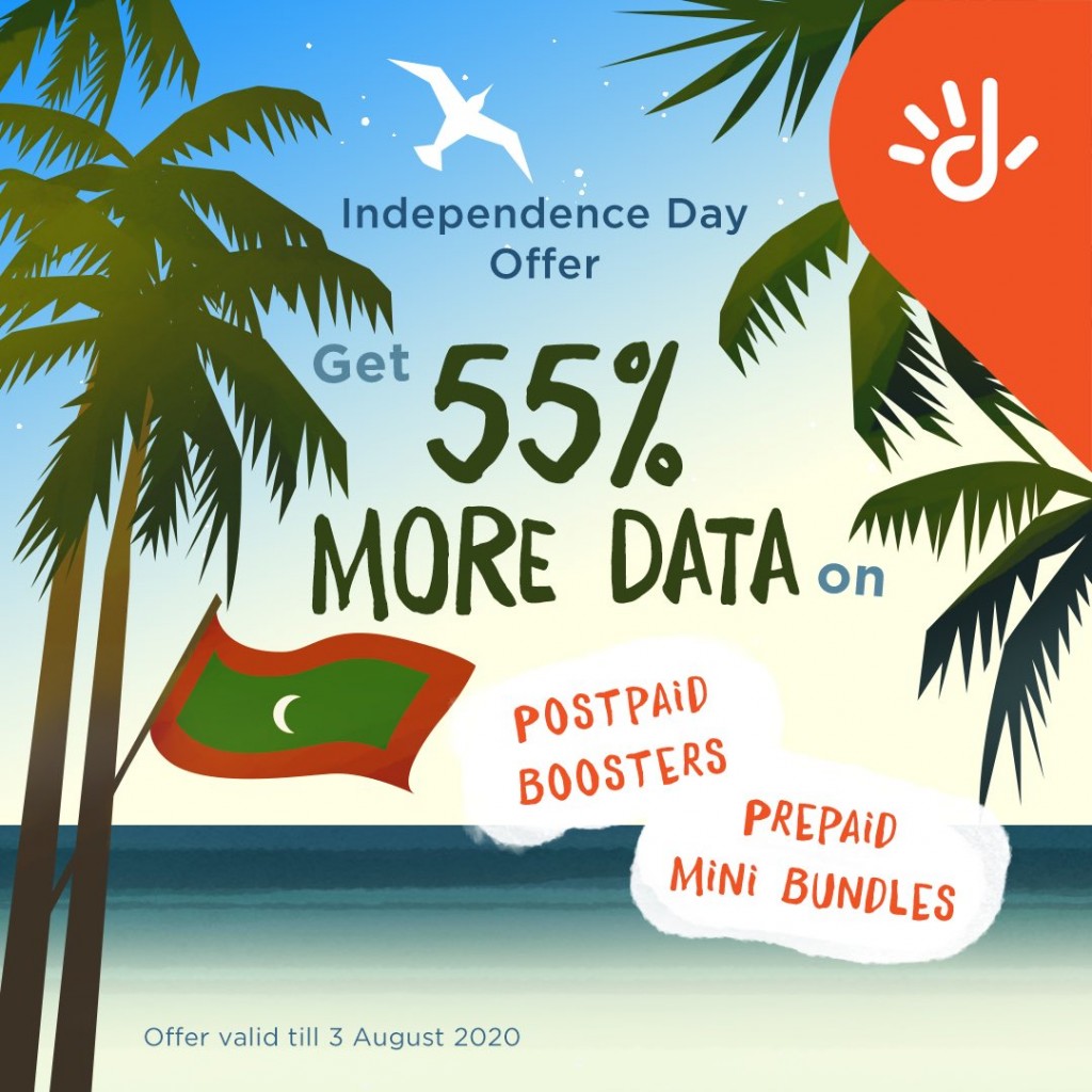 Dhiraagu offers 55% EXTRA allowance to celebrate 55 Years of Interdependence