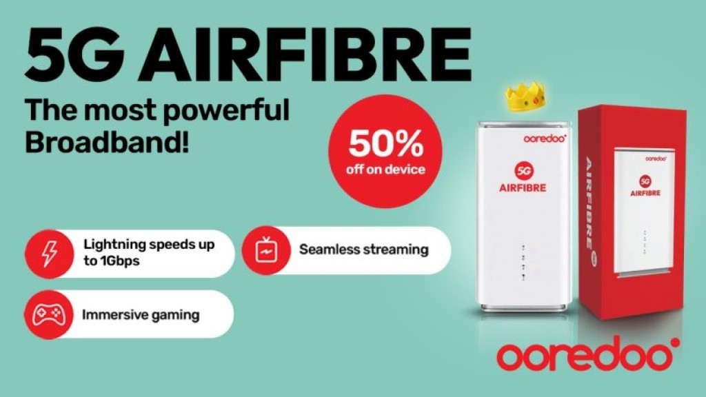 Ooredoo airfibre device in 50 percent discount dhenee