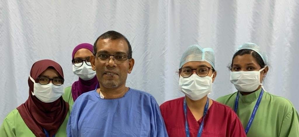 President Nasheed being treated at a military hospital, more scans being done