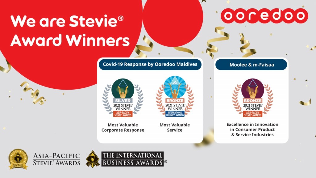 Stevie awards in Ooredoo ah faahaga kohlevey award thakeh