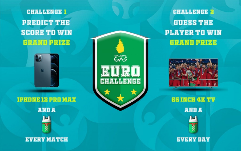 Maldive Gas Euro challenge: Inaamu thakuge thereygai iPhone 12 Pro Max akaai 65 Inch Tv eh
