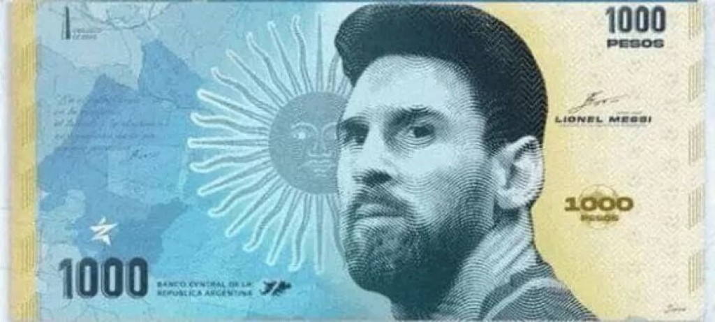 Argentina faisaa ge note gai Messi ge photo jahanee
