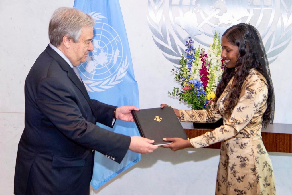 PR Thilmeeza presents credentials to UN Secretary General