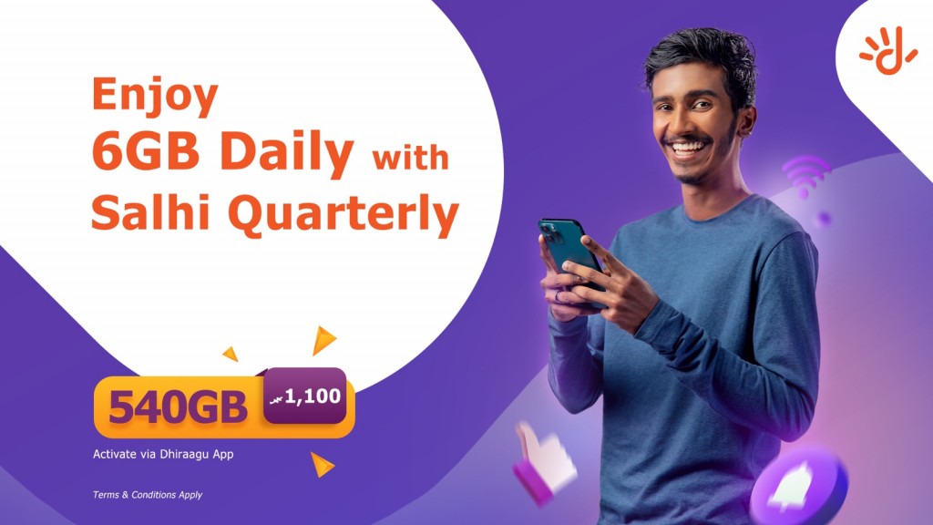 Dhiraagu ge ''salhi quarterly'': 3 mahah dhuvaalaku 6 gb data