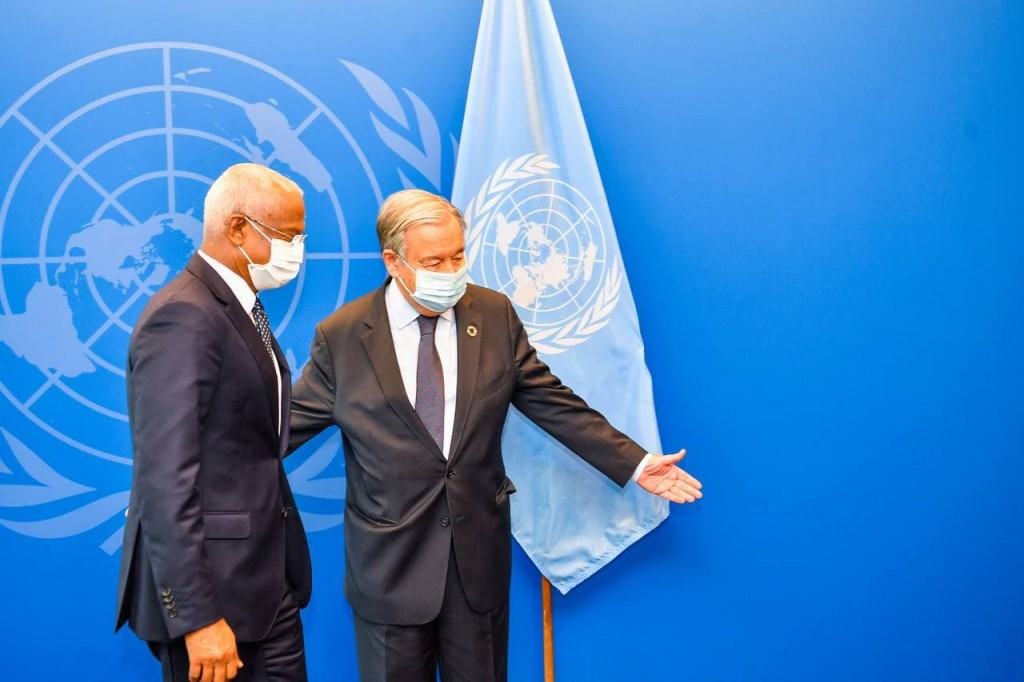 Raees Solih UN ge SG aa bahddhalu kurahvvaifi, Covid inn araigathumaa gulhey gothun mashvaraa kurehvvi